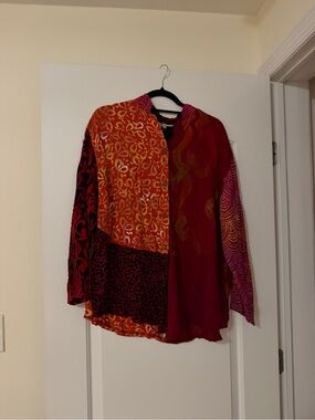 Wild One Patchwork Red & Orange Button-Down Women's Shirt